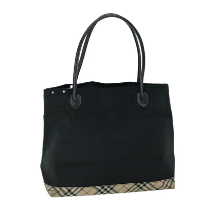 Luxury Burberry Nova Check Shoulder Bag Nylon Leather Beige Black Auth 53791