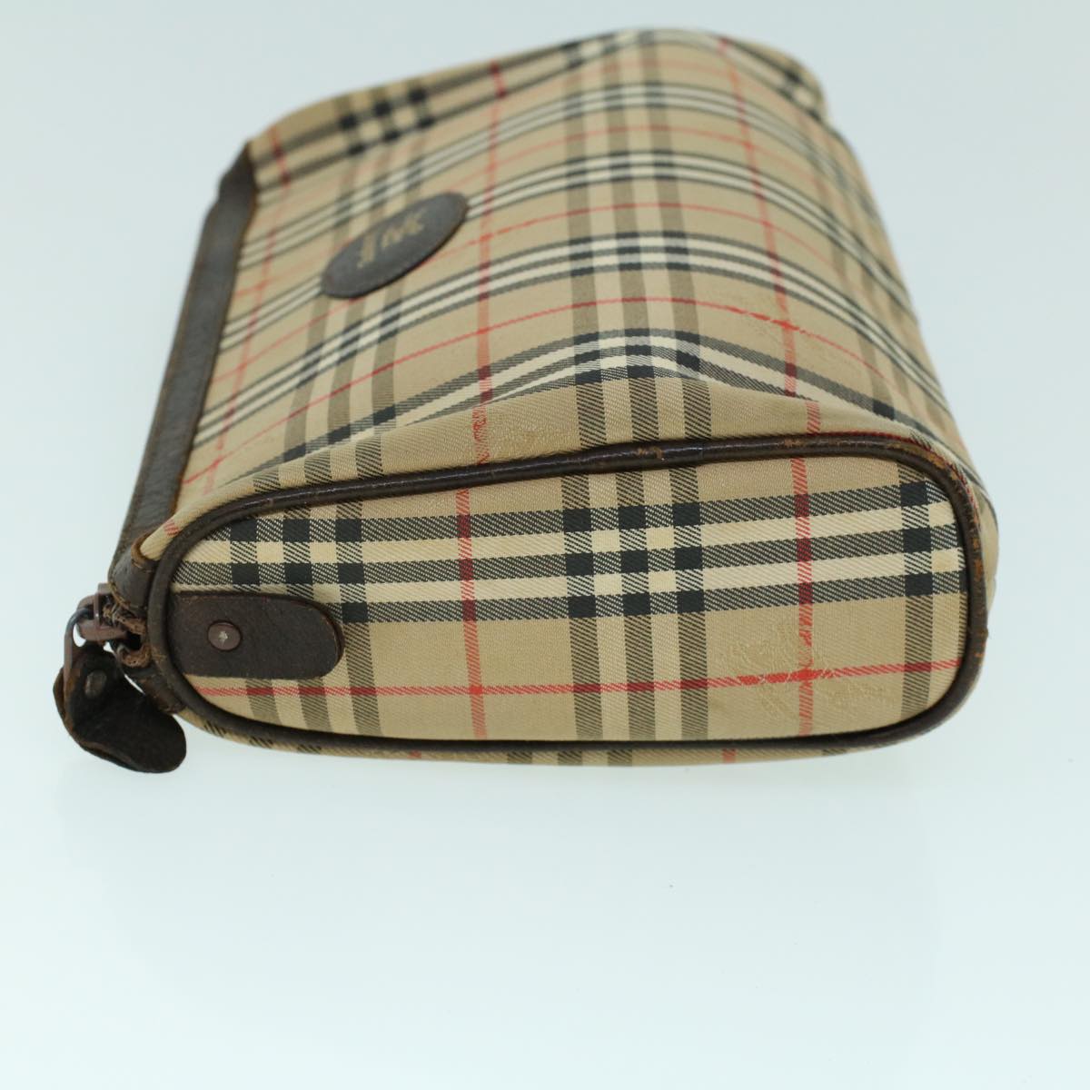Luxury BurberrySs Nova Check Clutch Bag Canvas Leather Beige Brown Auth 53792