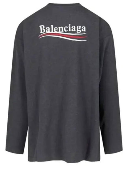 Luxury Balenciaga Trending 2025 Embroidered Logo Cotton Long Sleeve T-Shirt Grey
