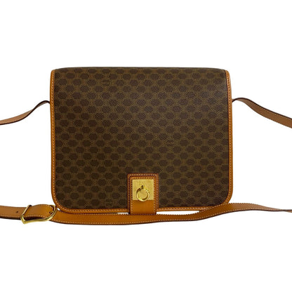 CELINE Shoulder Bag Leather, PVC Brown Macadam Blason Triomphe Pattern logo ring Metal mens(Unisex)