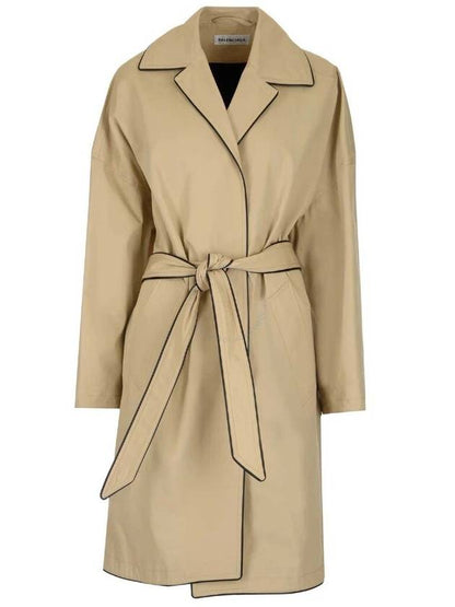 Luxury Balenciaga Trending 2025 Line Detail Belt Single Coat Beige