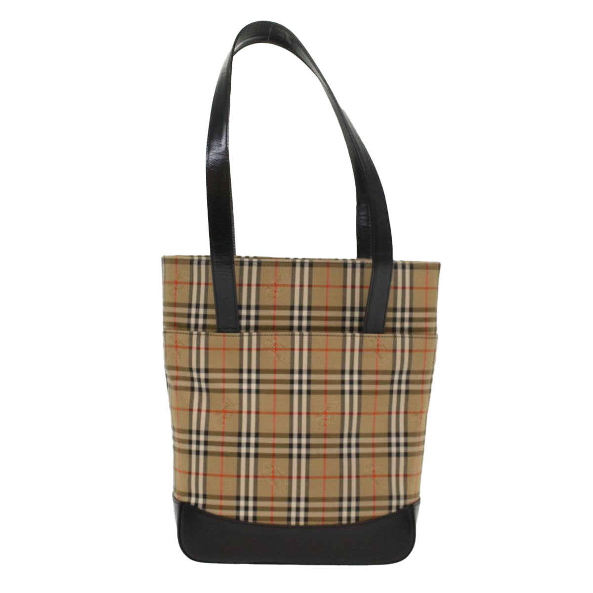 Luxury Burberry Nova Check Shoulder Bag Canvas Leather Beige Black Auth 54108