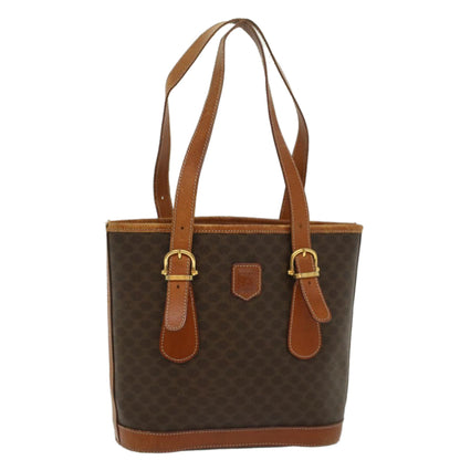 Luxury CELINE Macadam Canvas Shoulder Bag PVC Leather Brown  54110