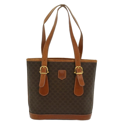Luxury CELINE Macadam Canvas Shoulder Bag PVC Leather Brown  54110