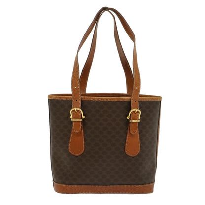 Luxury CELINE Macadam Canvas Shoulder Bag PVC Leather Brown  54110