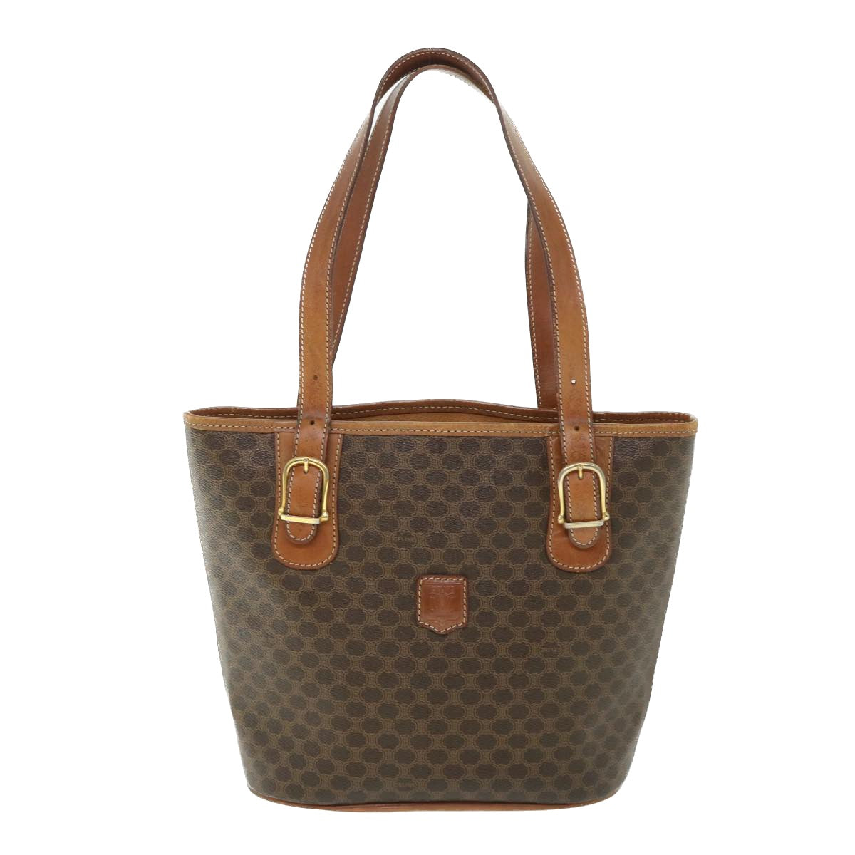Luxury CELINE Macadam Canvas Shoulder Bag PVC Leather Brown  54111