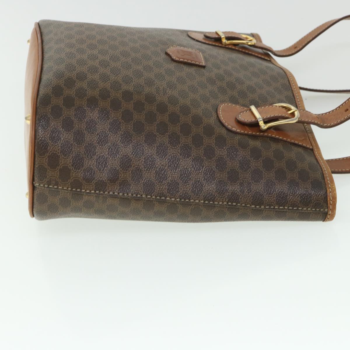 Luxury CELINE Macadam Canvas Shoulder Bag PVC Leather Brown  54111