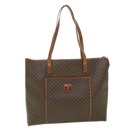 Luxury CELINE Macadam Canvas Shoulder Bag PVC Leather Brown  54121