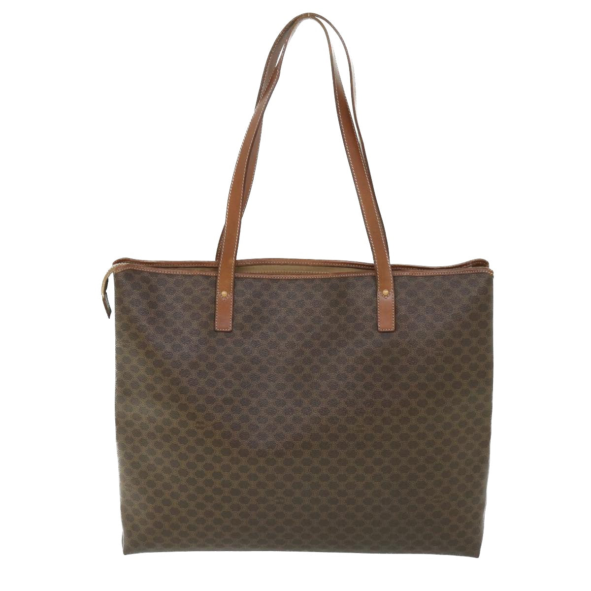 Luxury CELINE Macadam Canvas Shoulder Bag PVC Leather Brown  54121