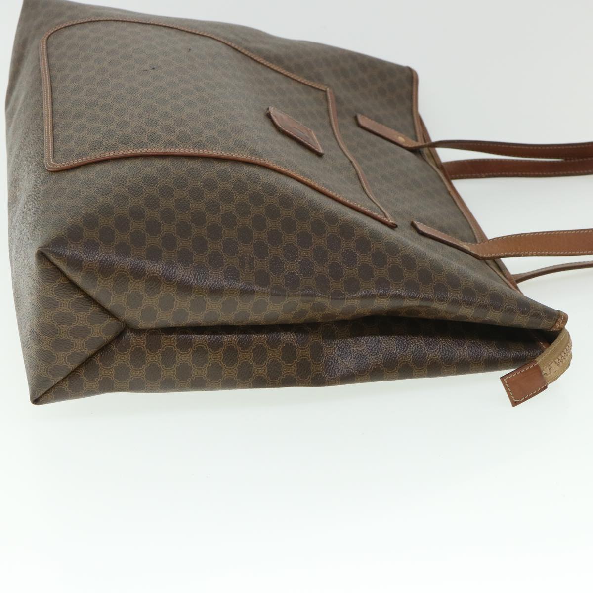 Luxury CELINE Macadam Canvas Shoulder Bag PVC Leather Brown  54121