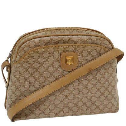 Luxury CELINE Macadam Canvas Shoulder Bag Beige  54135