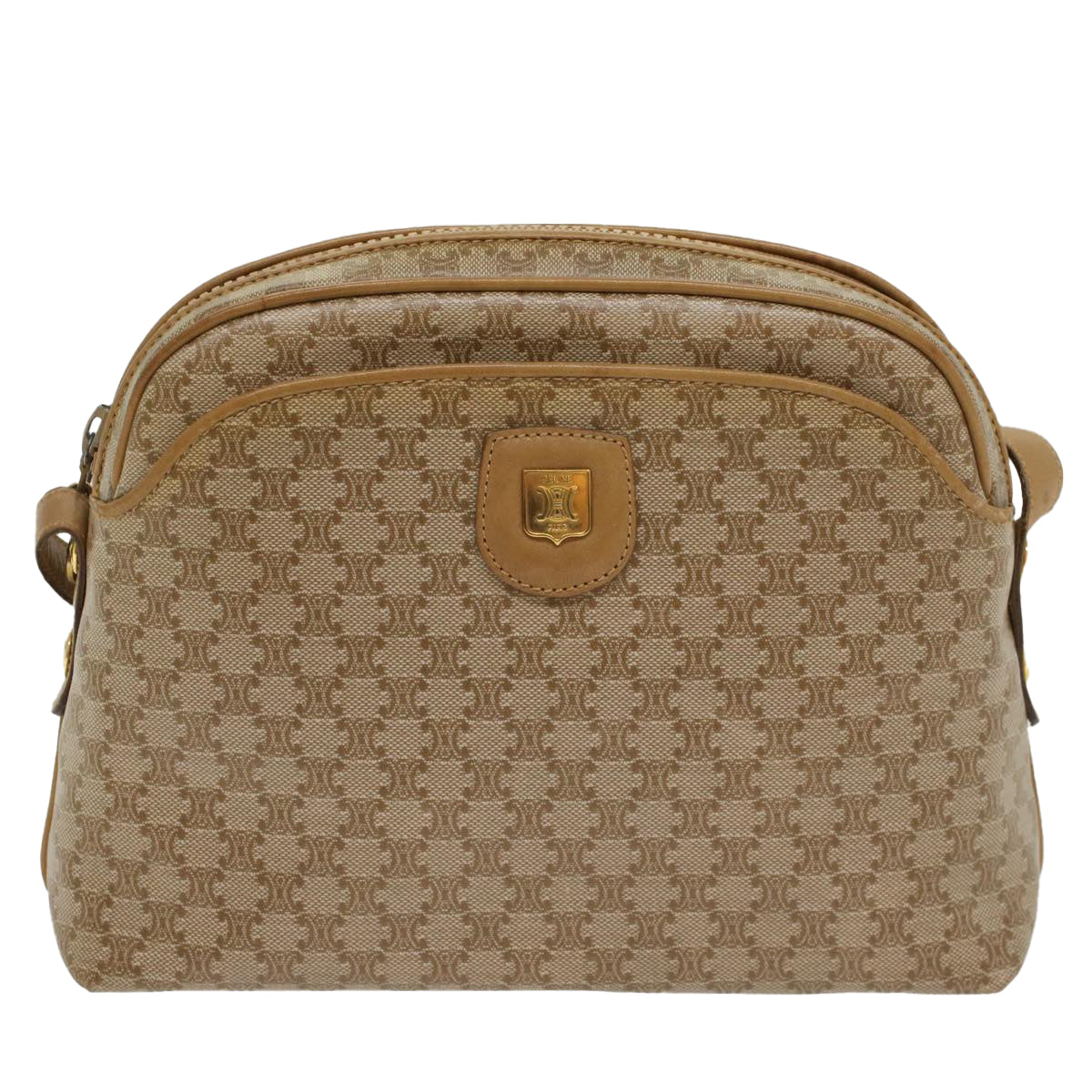 Luxury CELINE Macadam Canvas Shoulder Bag Beige  54135