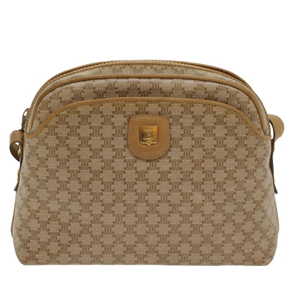 Luxury CELINE Macadam Canvas Shoulder Bag Beige  54135
