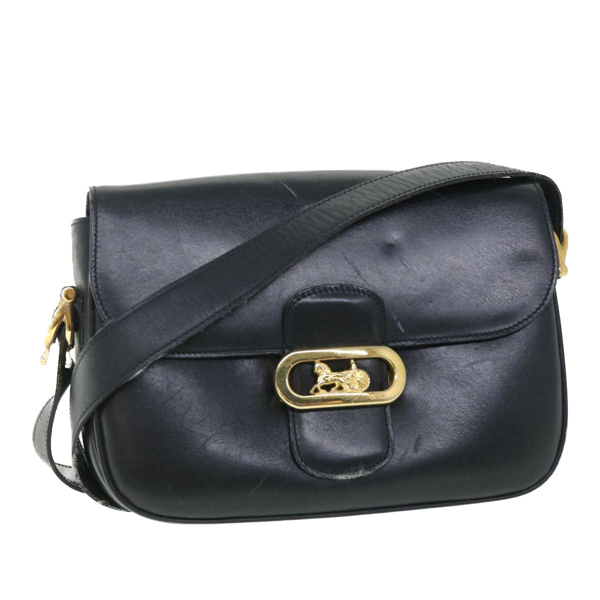 Luxury CELINE Shoulder Bag Leather Black  54184