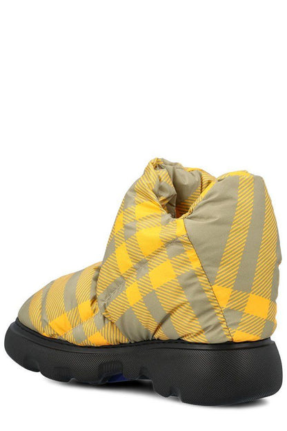 Luxury Burberry Check Pillow Padded Ankle Boots Neutrals