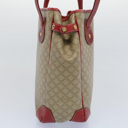 Luxury CELINE Tote Bag Macadam Canvas Beige Red  54368