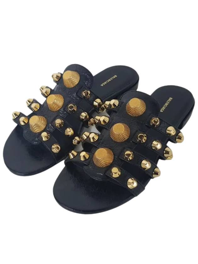 Luxury Balenciaga Trending 2025 Gold Stud Slippers Black