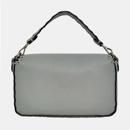 Fendi Baguette Mini Selleria Blue Calfskin Leather Crossbody Bag