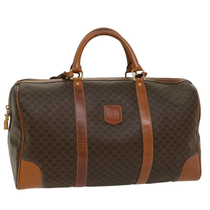 Luxury CELINE Macadam Canvas Boston Bag PVC Leather Brown  54715