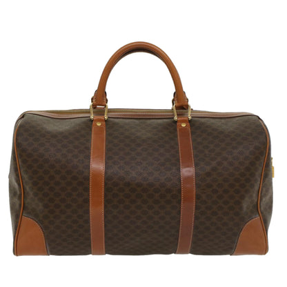 Luxury CELINE Macadam Canvas Boston Bag PVC Leather Brown  54715