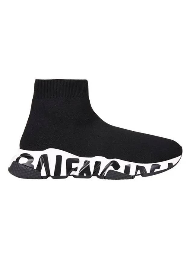 Luxury Balenciaga Trending 2025 Speedrunner Graffiti Logo Sole High Top Sneakers Black
