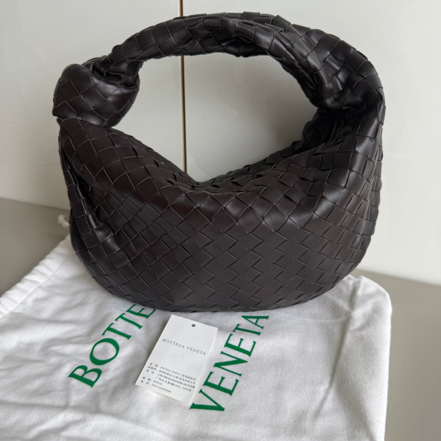 Bottega Veneta Teen Jodie Fondant Dark Chocolate Brown Leather