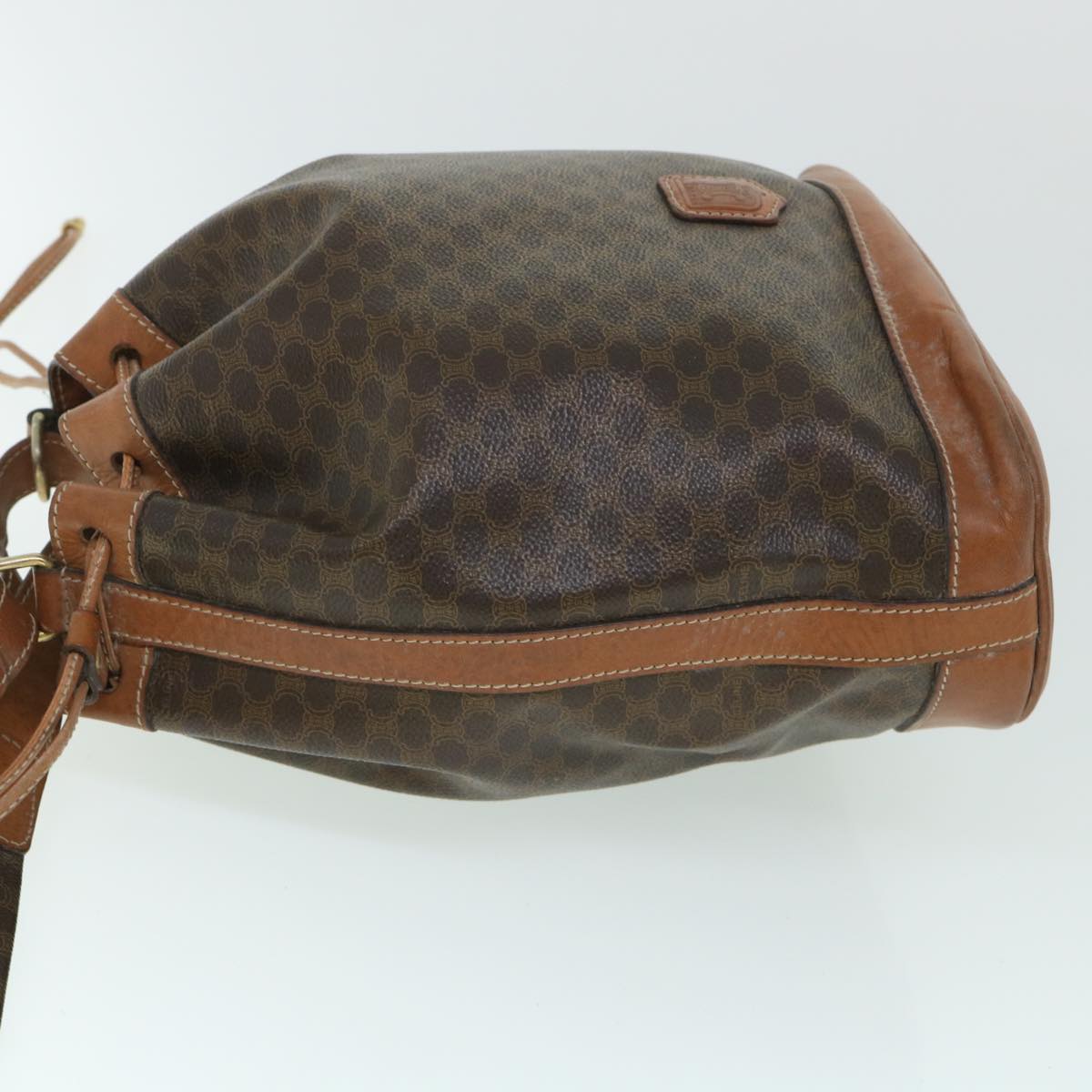 Luxury CELINE Macadam Canvas Shoulder Bag PVC Leather Brown  54786