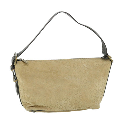 Luxury CELINE C Macadam Canvas Shoulder Bag Suede Beige  54789