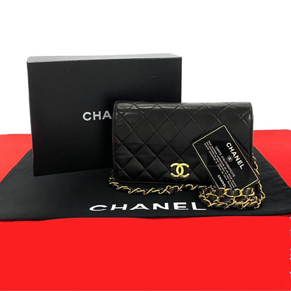 CHANEL Shoulder Bag lambskin black COCO Mark Matrasse Women