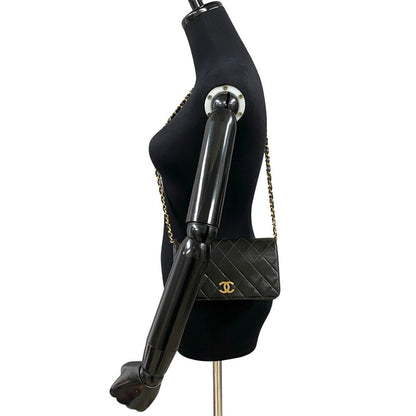 CHANEL Shoulder Bag lambskin black COCO Mark Matrasse Women