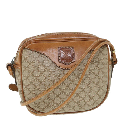 Luxury CELINE Macadam Canvas Shoulder Bag Beige  54801
