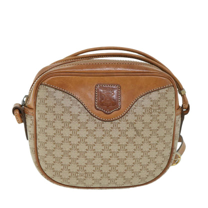Luxury CELINE Macadam Canvas Shoulder Bag Beige  54801