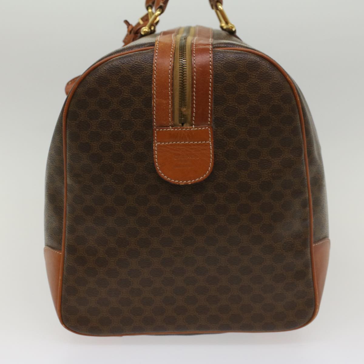 Luxury CELINE Macadam Canvas Boston Bag PVC Leather Brown  54831