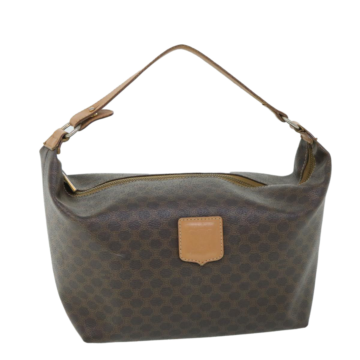 Luxury CELINE Macadam Canvas Shoulder Bag PVC Leather Brown  54855