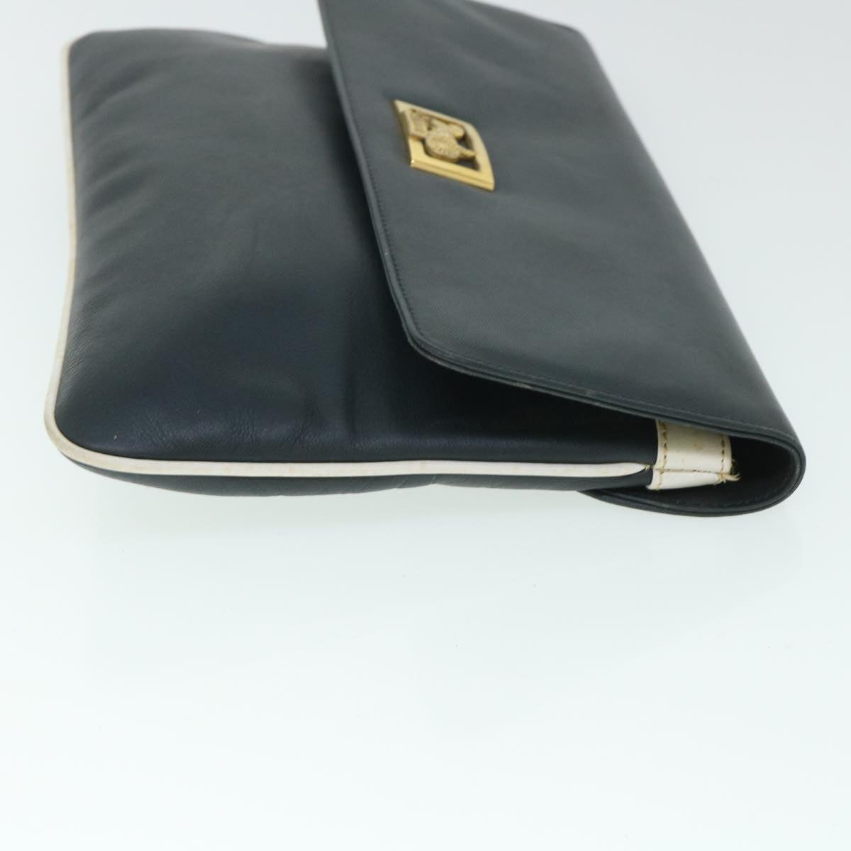 Luxury CELINE Horse Carriage Clutch Bag Leather Navy  54881