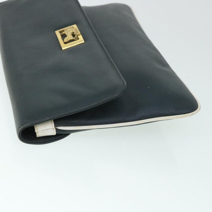 Luxury CELINE Horse Carriage Clutch Bag Leather Navy  54881