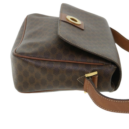 Luxury CELINE Macadam Canvas Shoulder Bag PVC Leather Brown  54894
