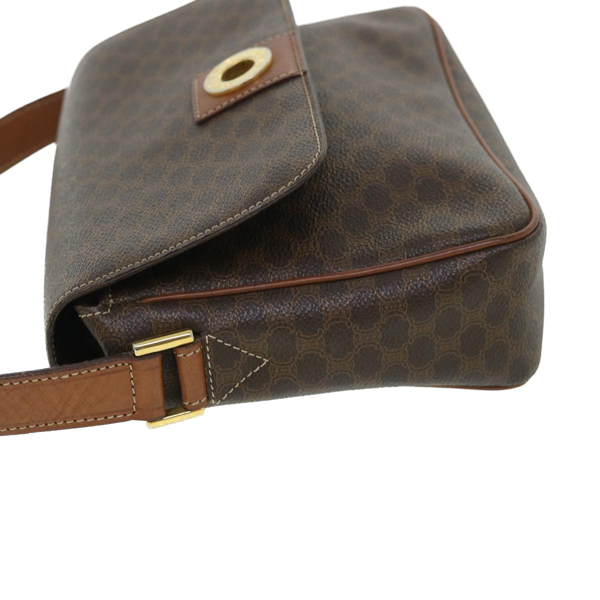 Luxury CELINE Macadam Canvas Shoulder Bag PVC Leather Brown  54894