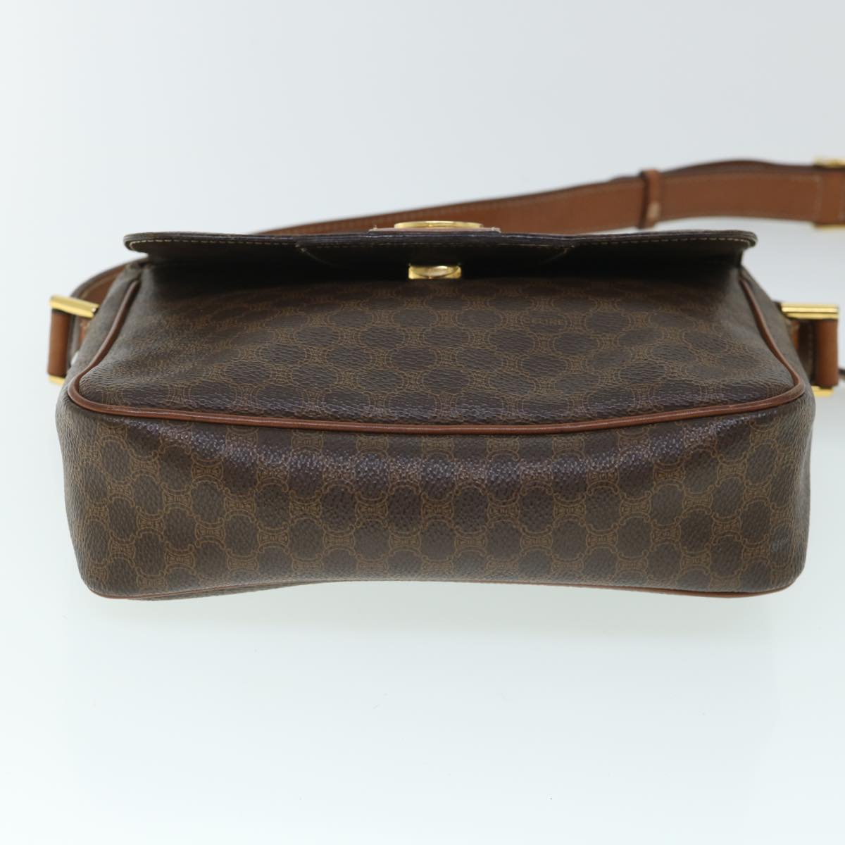 Luxury CELINE Macadam Canvas Shoulder Bag PVC Leather Brown  54894