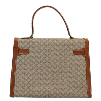 Luxury CELINE Macadam Canvas Hand Bag PVC Leather Beige Brown  54903