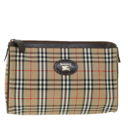 Luxury BurberrySs Nova Check Clutch Bag Canvas Leather Beige Brown Auth 54952