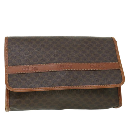 Luxury CELINE Macadam Canvas Shoulder Bag PVC Leather Brown  54954