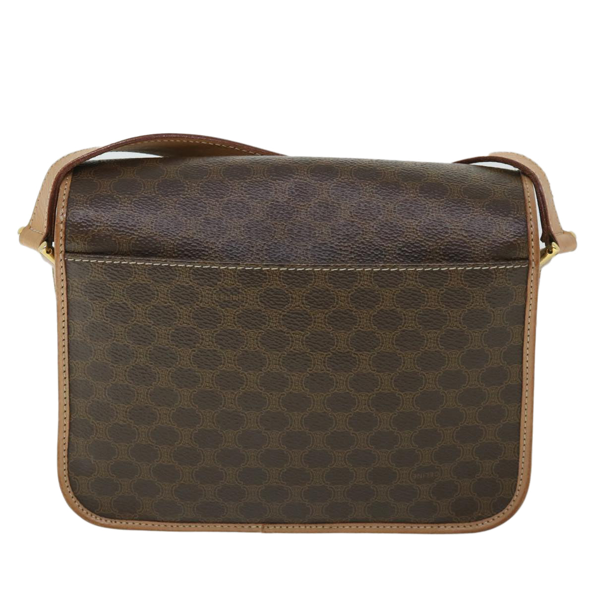 Luxury CELINE Macadam Canvas Shoulder Bag PVC Leather Brown  54959