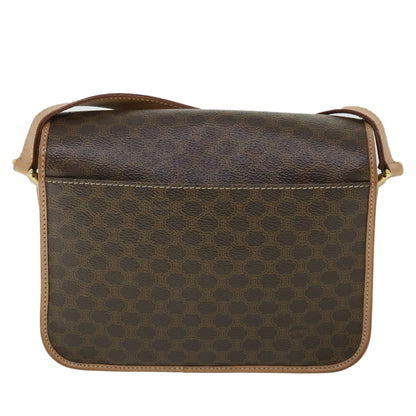 Luxury CELINE Macadam Canvas Shoulder Bag PVC Leather Brown  54959
