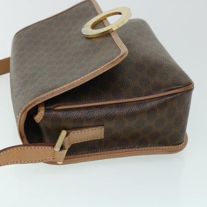 Luxury CELINE Macadam Canvas Shoulder Bag PVC Leather Brown  54959