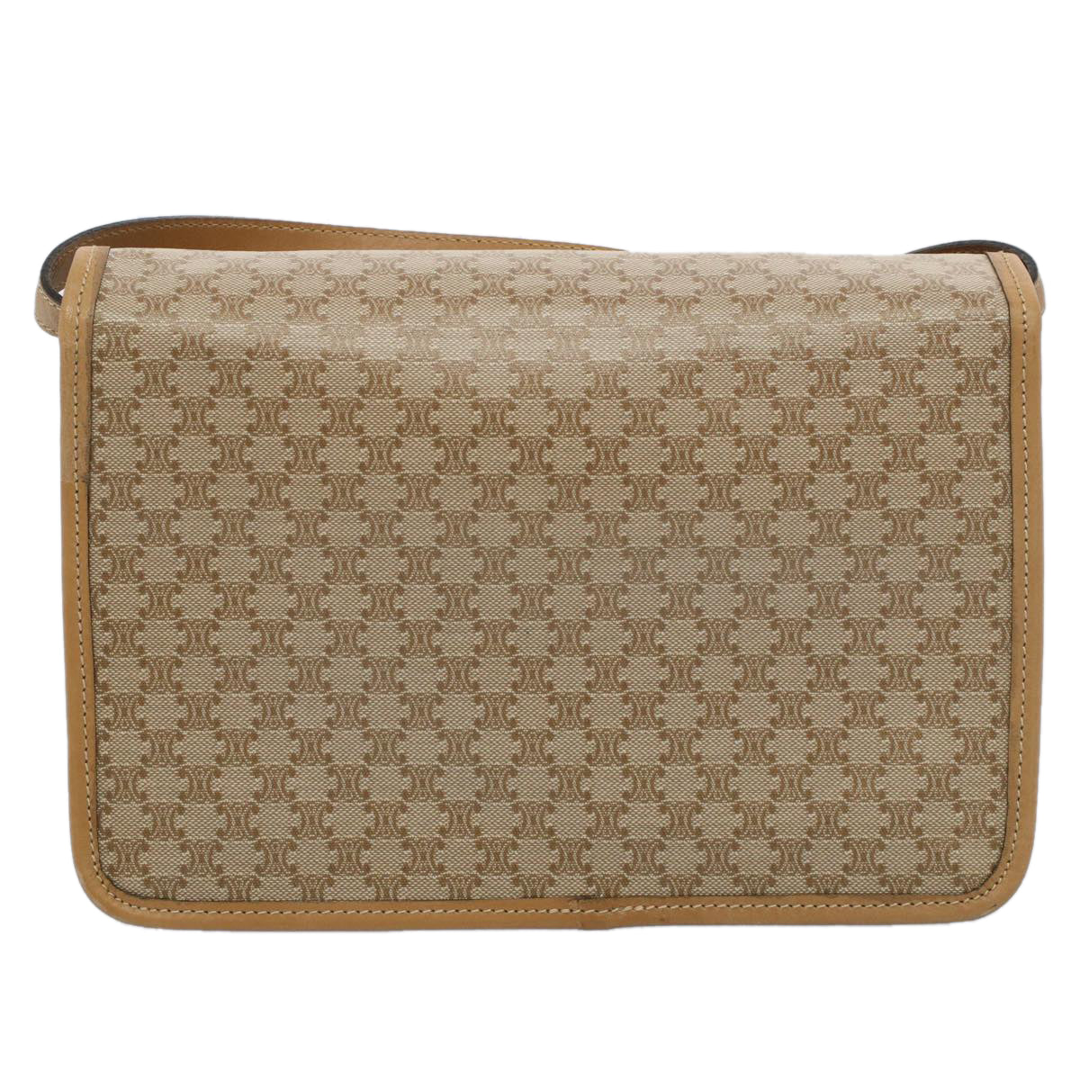 Luxury CELINE Macadam Canvas Shoulder Bag Beige  54990