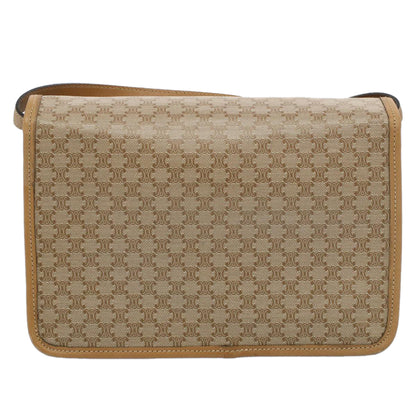 Luxury CELINE Macadam Canvas Shoulder Bag Beige  54990