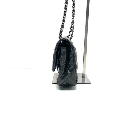 Chanel Classic Flap Medium Dark Green Patent Leather Silver Hardware, 2014-2015