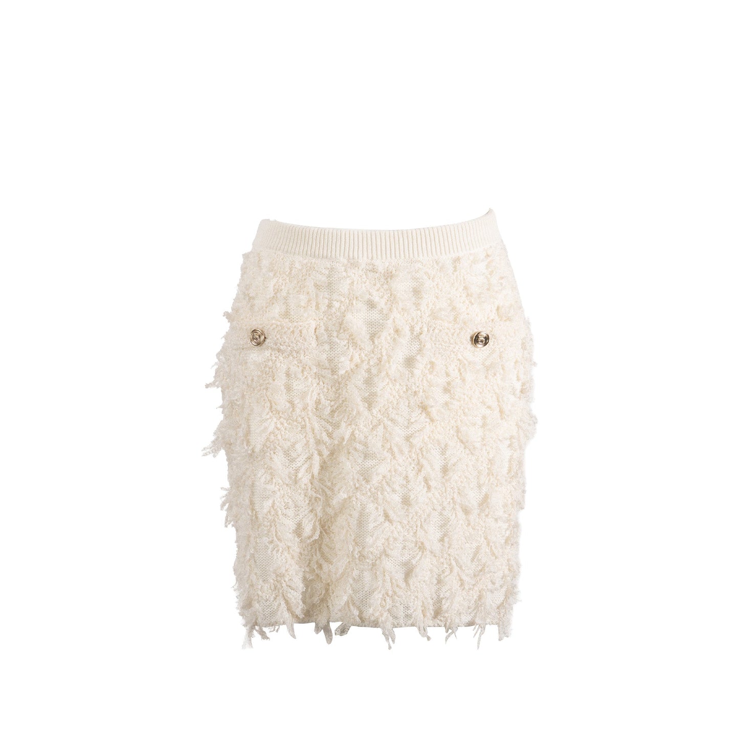 Chanel Size 36 21S No.5 Button Skirt Cotton/True Hemp/Polyamide Ecru LGHW