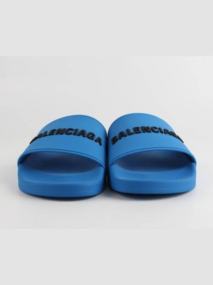 Luxury Balenciaga Trending 2025 logo slippers blue 40 250